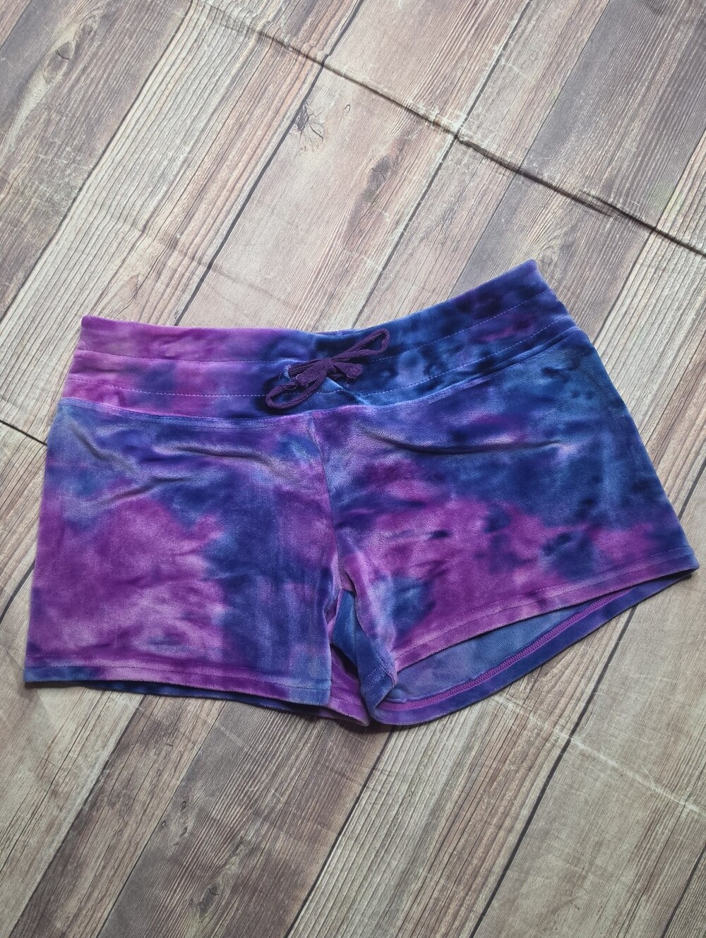 5/$15 Eye Candy Purple Tie-Dye Velour Lounge Shorts